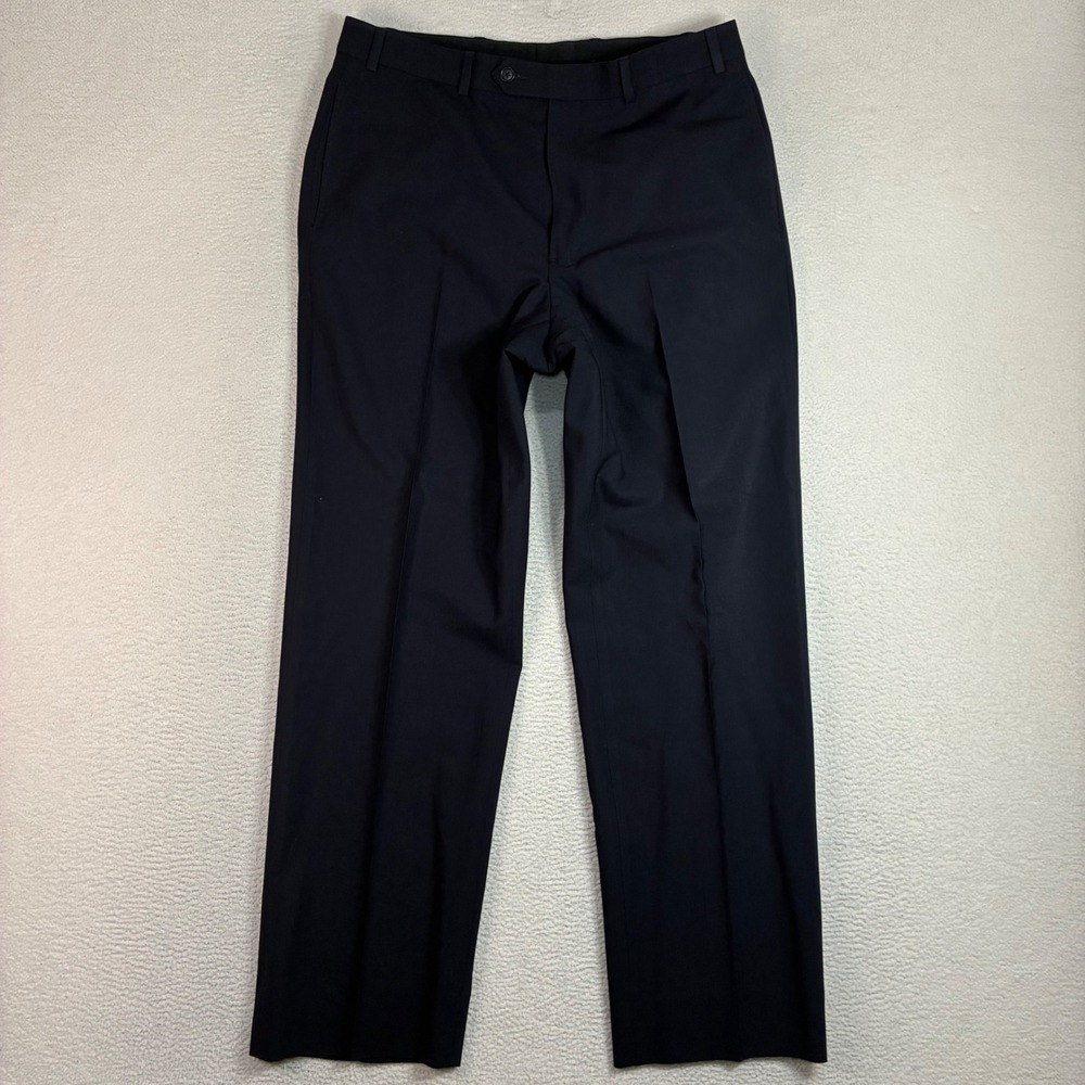 Brooks Brothers 346 Wool Dress Pants Men 34x31 Blue Stretch Flat Front Office